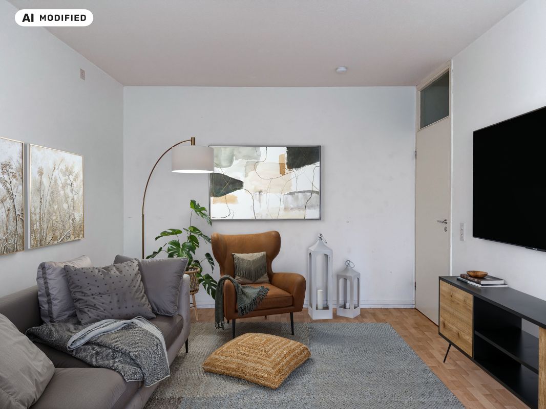Kuva on sisustettu tekoälyn avulla. - 1-bedroom apartment, Vantaa, Koivukylä