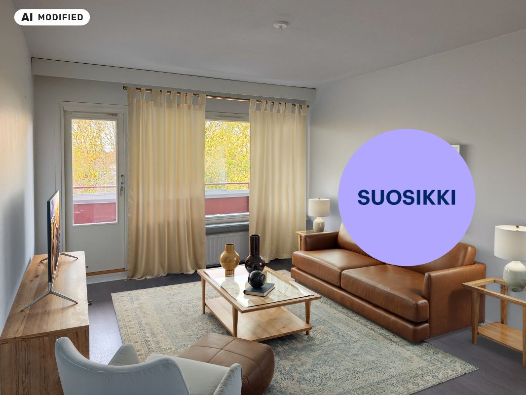 Kuva on sisustettu tekoälyn avulla - Kaksio, Tampere, Pohtola