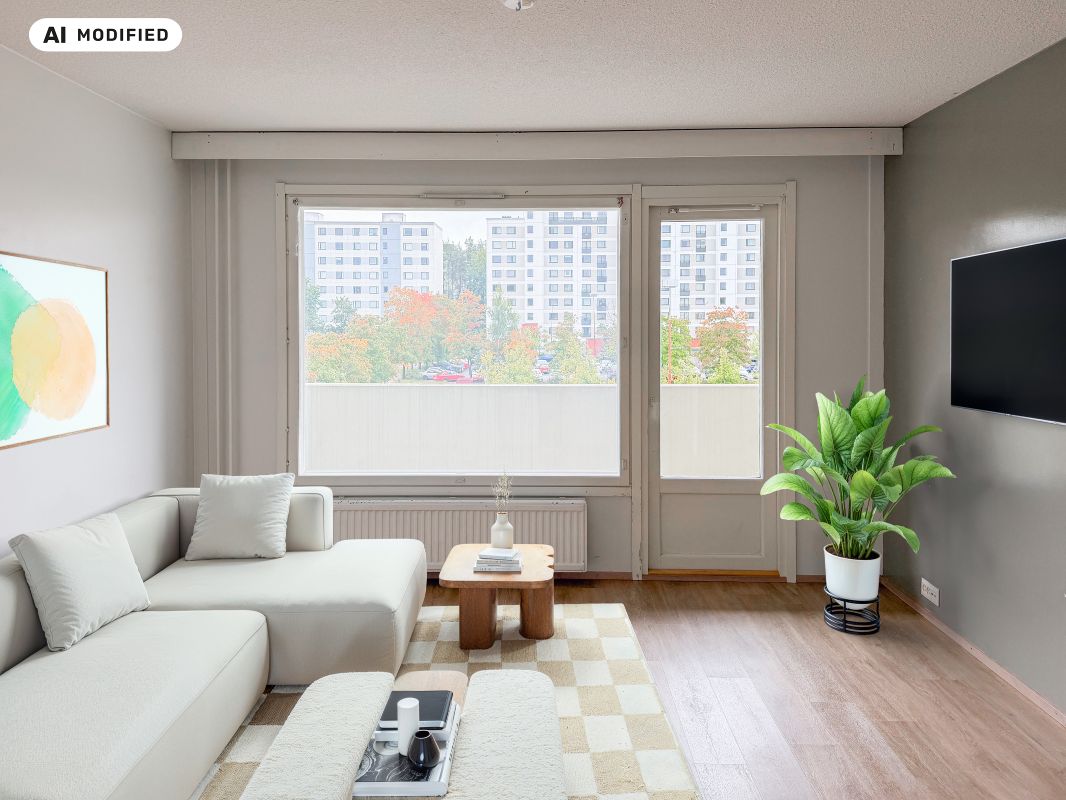 Kuva on sisustettu tekoälyn avulla - 1-bedroom apartment, Tampere, Hervanta